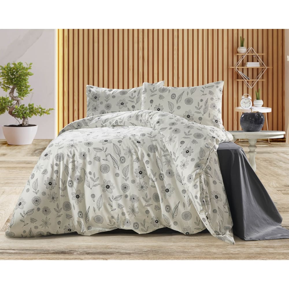 Blanc Avenue Bettwäschegarnitur 1 Bettbezug 240x220 cm+2 Kopfkissenbez 65x65 cm Schwarz Öko-Tex Zertifikat Baumwolle