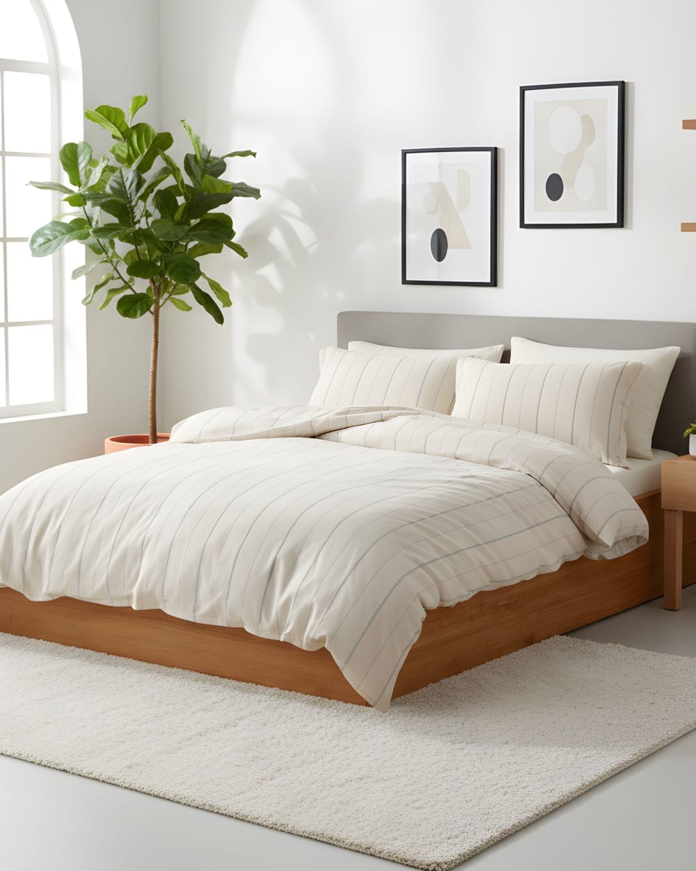 Parure housse de couette et taie d'oreiller 140x200 cm coton lavé