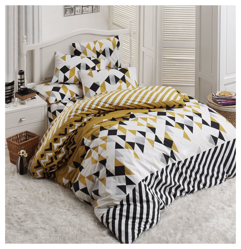 Parure housse de couette et taie d'oreiller 140x200 cm coton imprimé