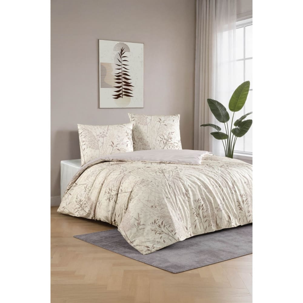 Blanc Avenue Bettwäschegarnitur 1 Bettbezug 200x200 cm+2 Kopfkissenbez 65x65 cm Beige Öko-Tex Zertifikat Baumwolle