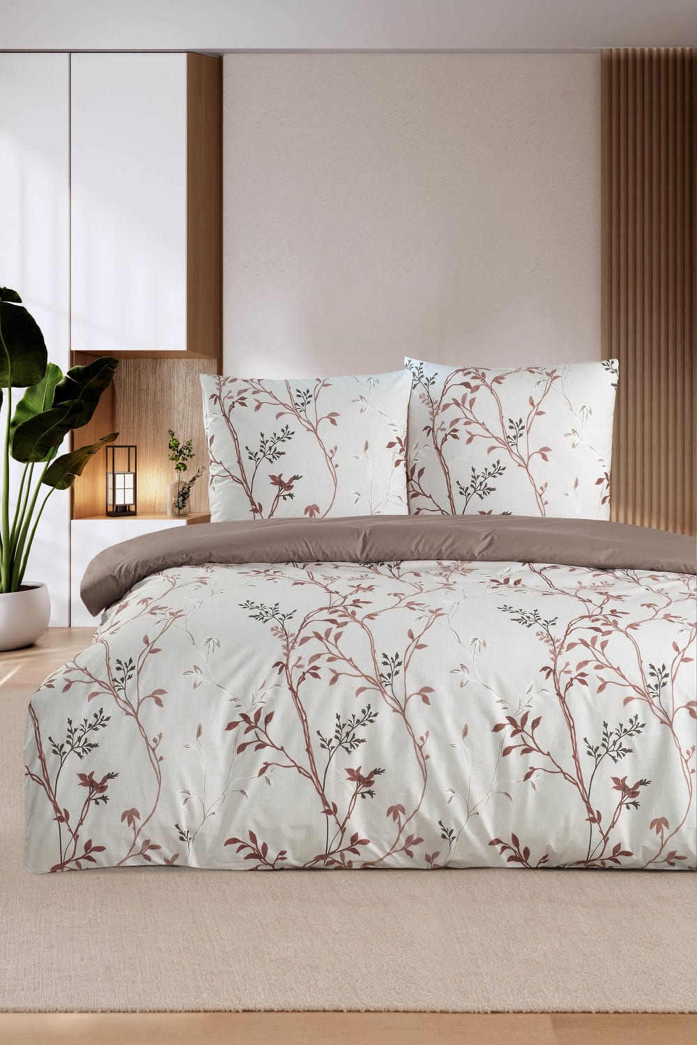 Blanc Avenue Bettwäschegarnitur 1 Bettbezug 240x220 cm+2 Kopfkissenbez 65x65 cm Beige Öko-Tex Zertifikat Baumwolle