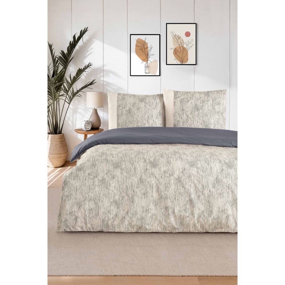 Parure housse de couette et taies d'oreiller 200x200 cm coton imprimé