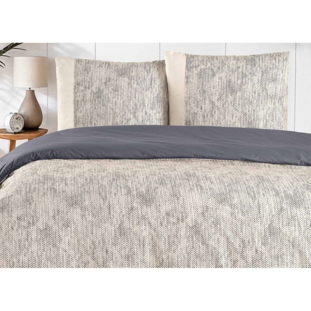 Parure housse de couette et taies d'oreiller 200x200 cm coton imprimé - Maisons du Monde