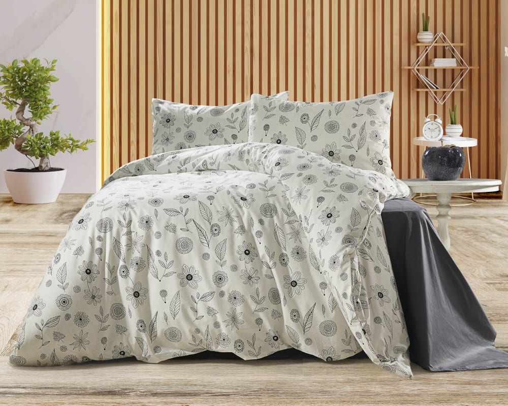 Parure housse de couette et taies d'oreiller 200x200 cm coton imprimé