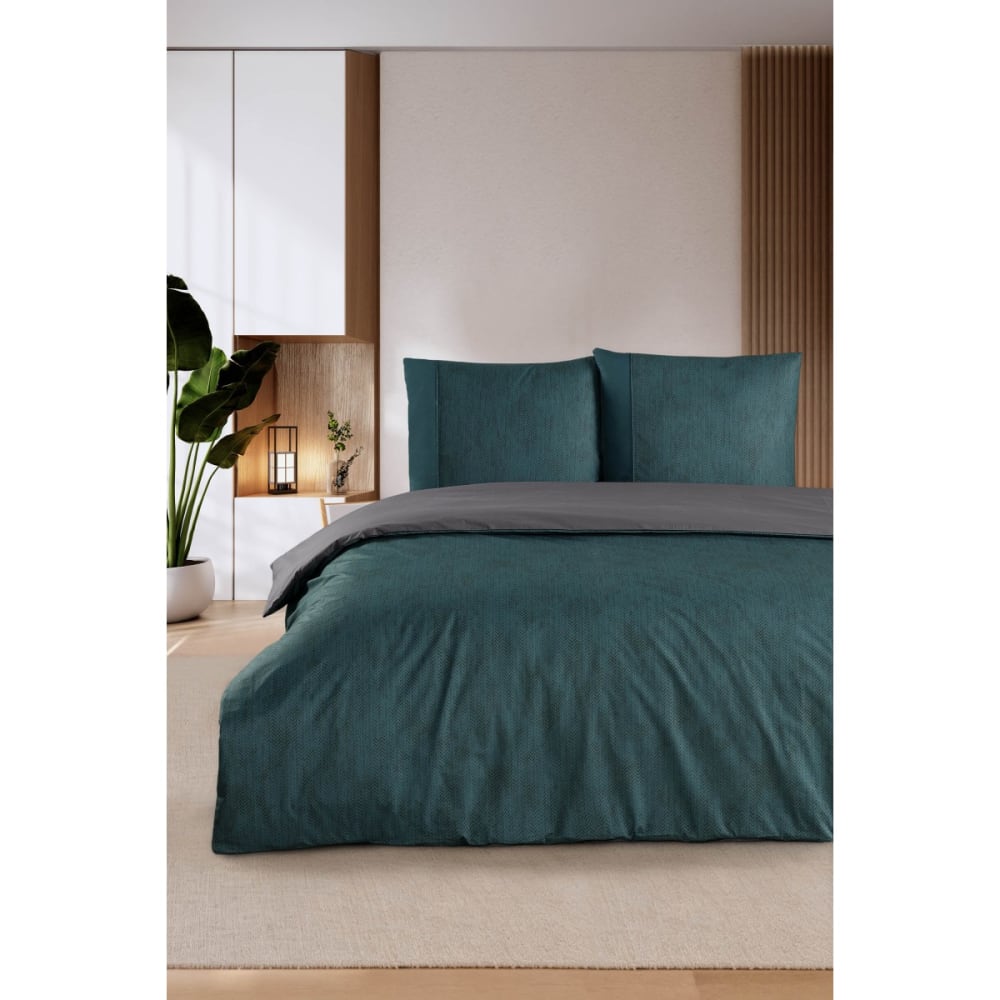Blanc Avenue Bettwäschegarnitur 1 Bettbezug 240x220 cm+2 Kopfkissenbez 65x65 cm Grün Öko-Tex Zertifikat Baumwolle