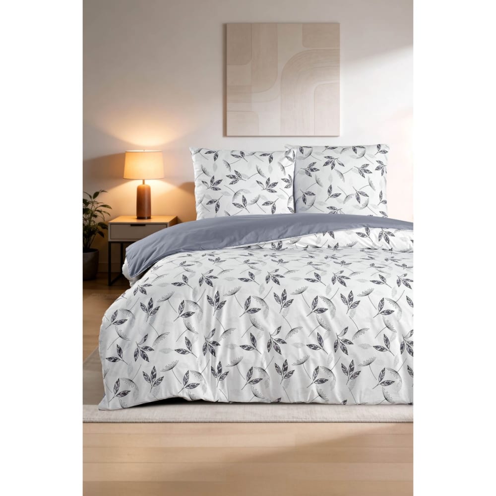 Blanc Avenue Bettwäschegarnitur 1 Bettbezug 200x200 cm+2 Kopfkissenbez 65x65 cm Grau Öko-Tex Zertifikat Baumwolle