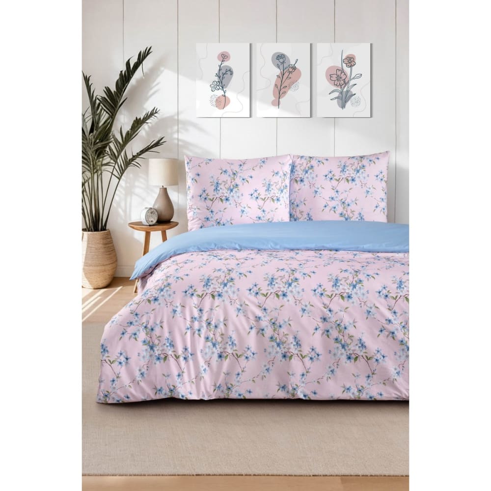 Parure housse de couette et taies d'oreiller 200x200 cm coton imprimé