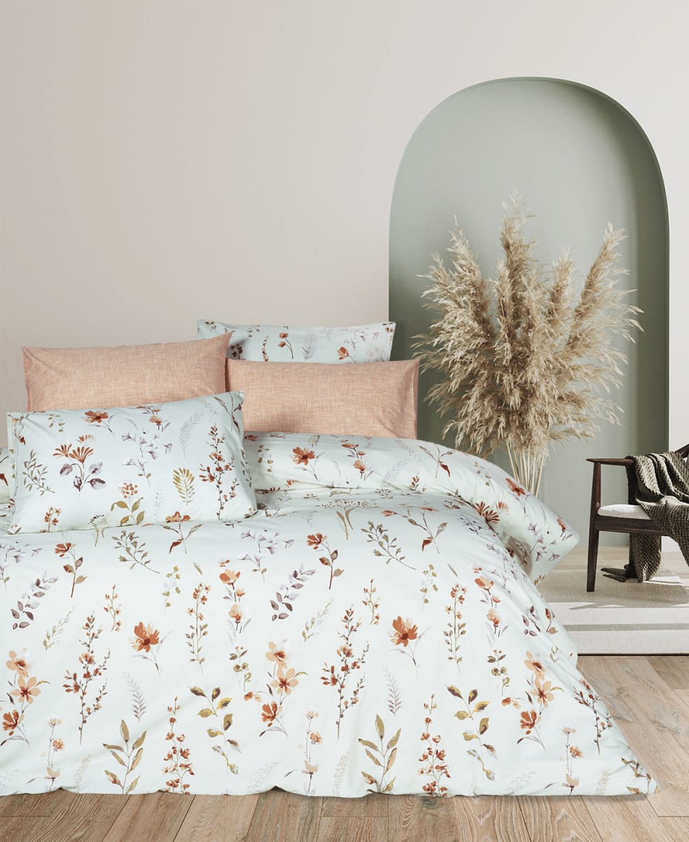 Parure housse de couette et taie d'oreiller 140x200 cm coton imprimé