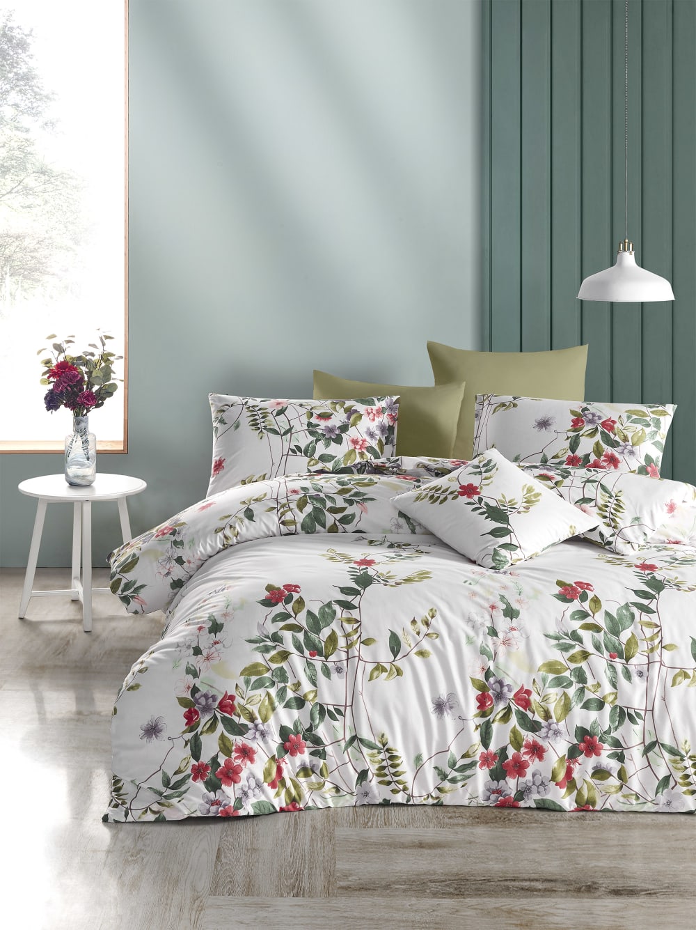 Parure housse de couette et taie d'oreiller 140x200 cm coton imprimé