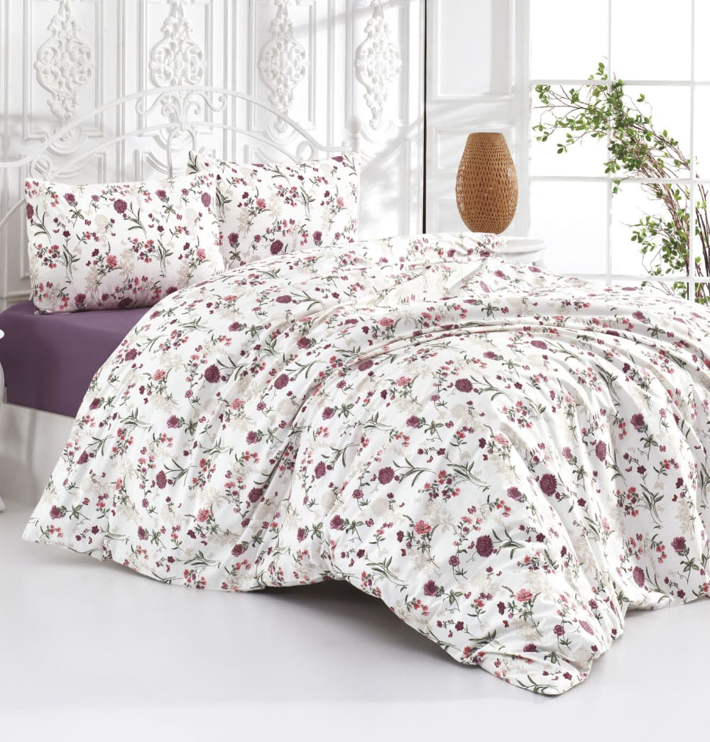 Parure housse de couette et taie d'oreiller 140x200 cm coton imprimé