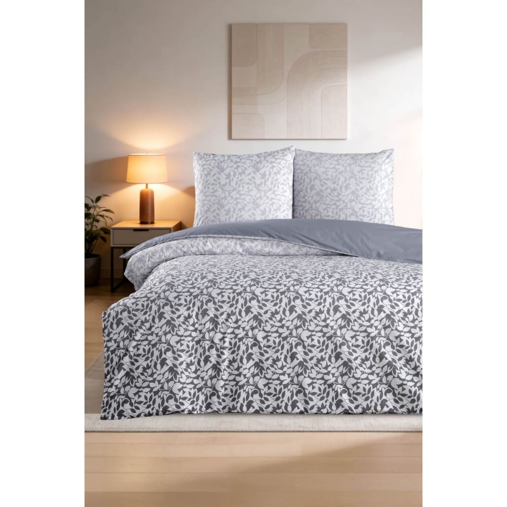 Blanc Avenue Bettwäschegarnitur 1 Bettbezug 200x200 cm+2 Kopfkissenbez 65x65 cm Grau Öko-Tex Zertifikat Baumwolle
