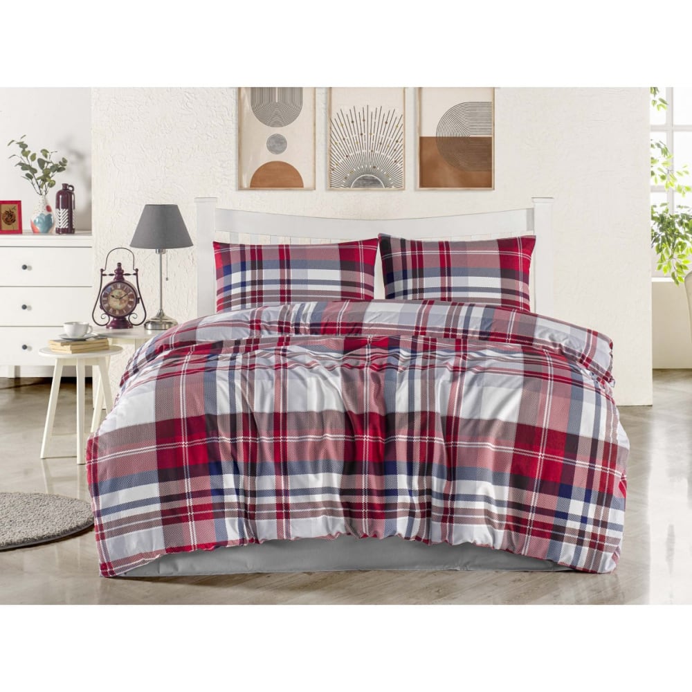 Parure housse de couette et taies d'oreiller 200x200 cm coton imprimé