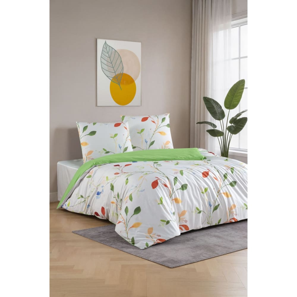 Parure housse de couette et taie d'oreiller 140x200 cm coton imprimé