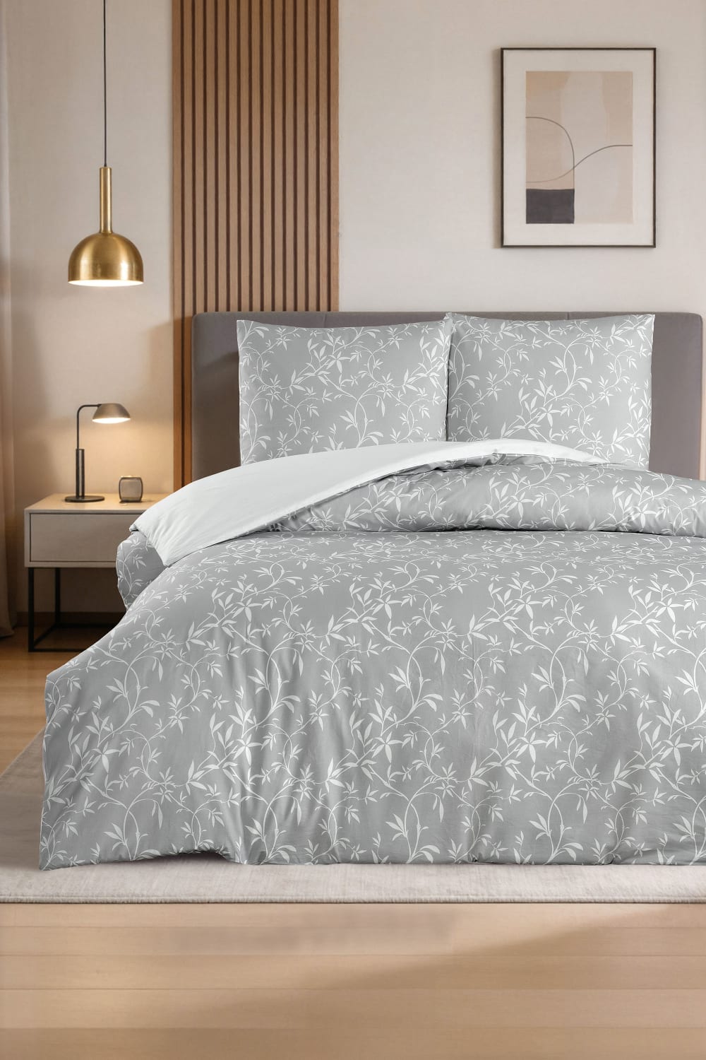 Parure housse de couette et taies d'oreiller 200x200 cm coton imprimé