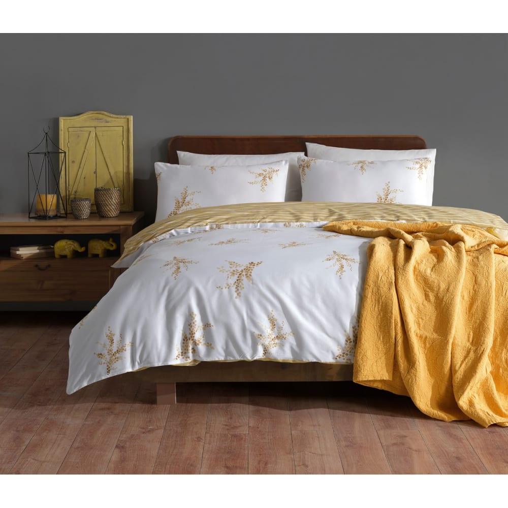 Parure housse de couette et taies d'oreiller 200x200 cm coton imprimé