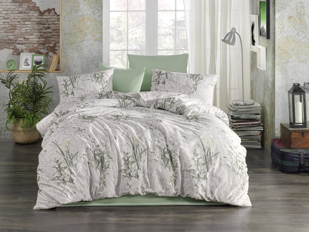 Parure housse de couette et taies d'oreiller 240x220 cm coton imprimé