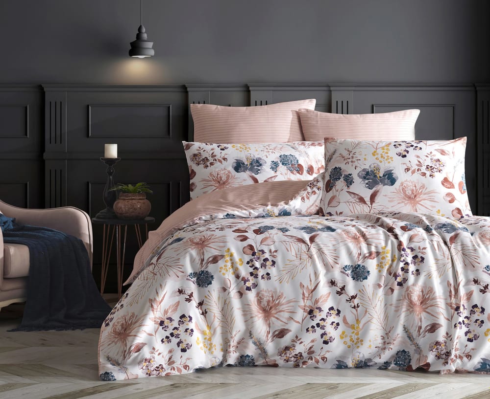 Parure housse de couette et taies d'oreiller 240x220 cm coton imprimé