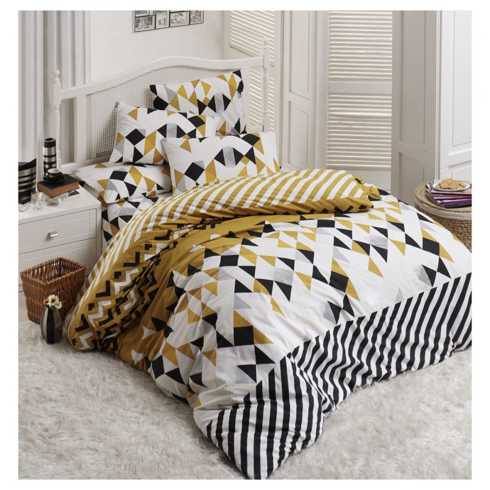 Parure housse de couette et taies d'oreiller 200x200 cm coton imprimé