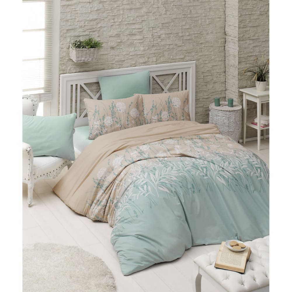 Parure housse de couette et taies d'oreiller 200x200 cm coton imprimé