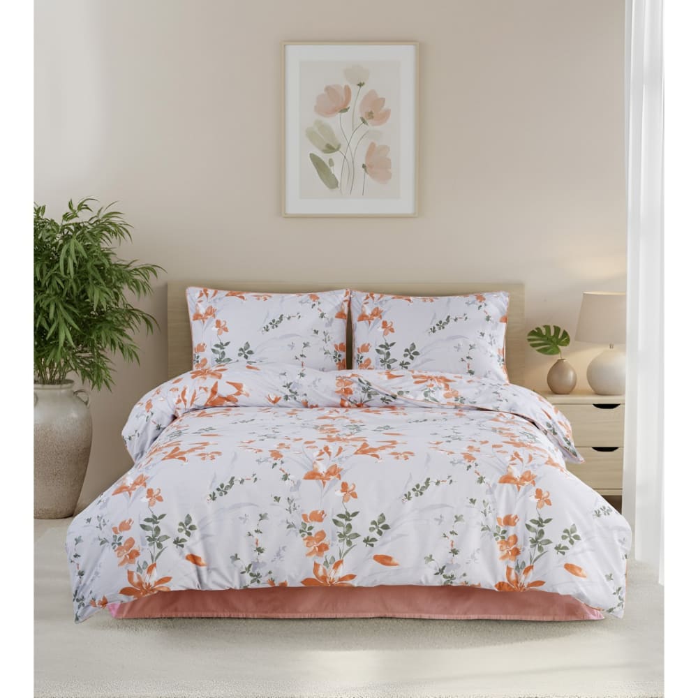 Parure housse de couette et taie d'oreiller 140x200 cm coton imprimé