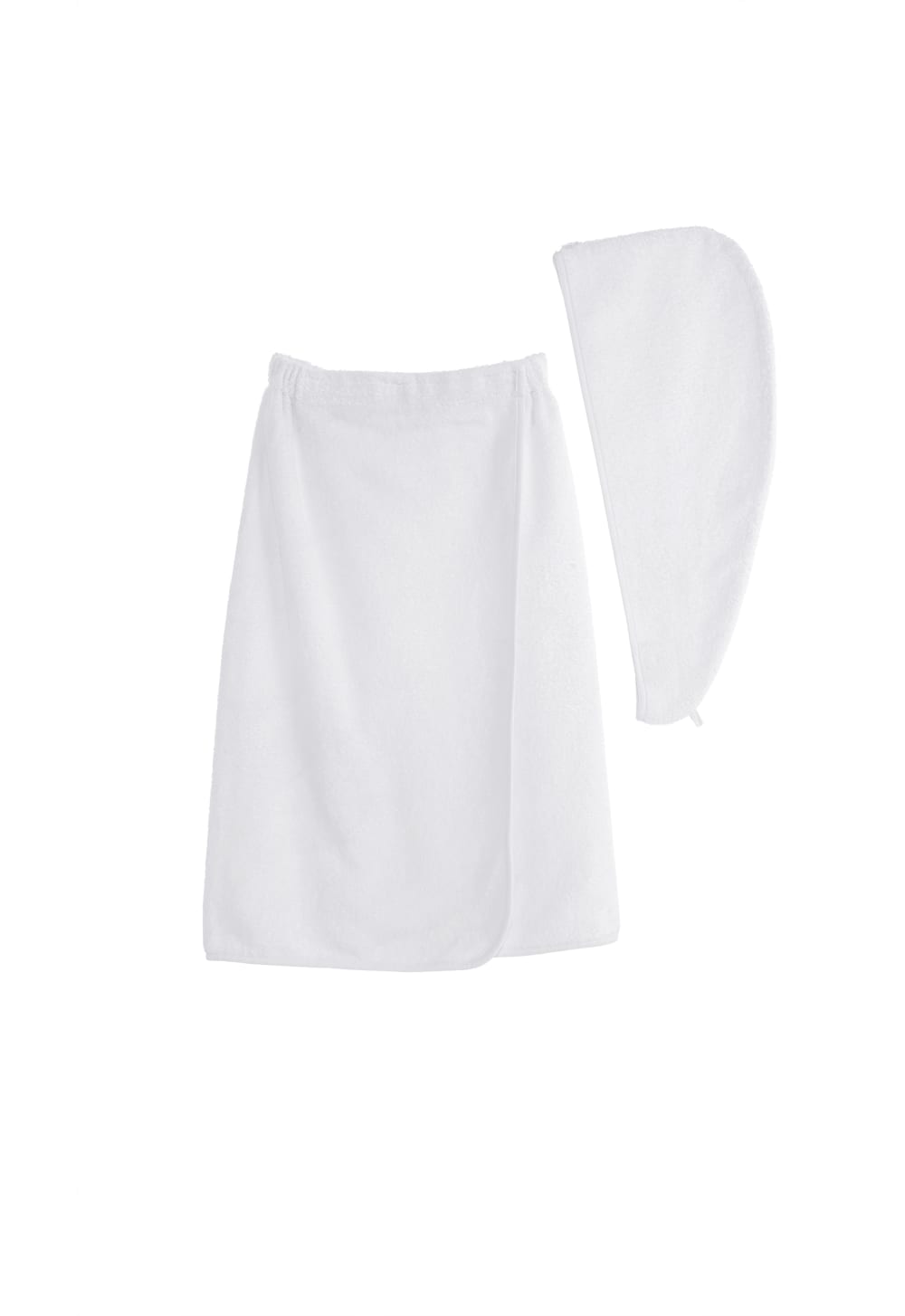 Blanc Avenue Sarong- und Haarhandtuch-Set Weiß Öko-Tex Zertifikat Baumwolle