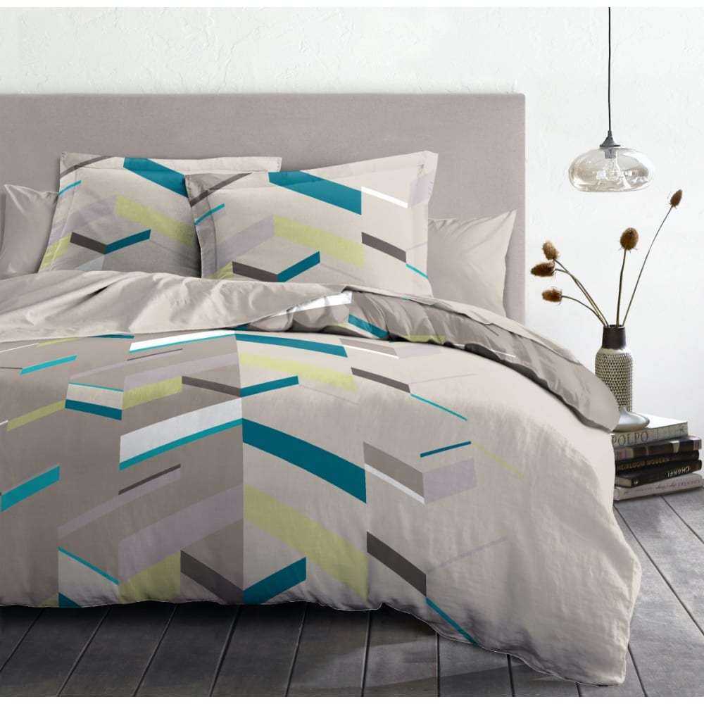 Parure de couette 100% coton taupe 240x260 cm