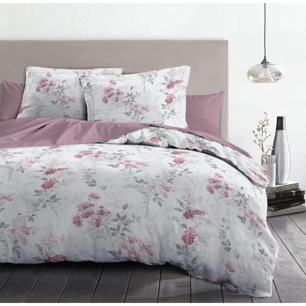 Parure de couette 100% coton rose 220x240 cm