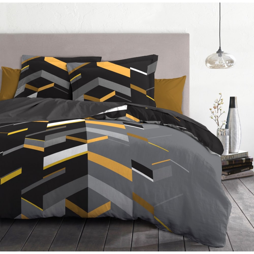 Parure de couette 100% coton gris foncé 240x260 cm