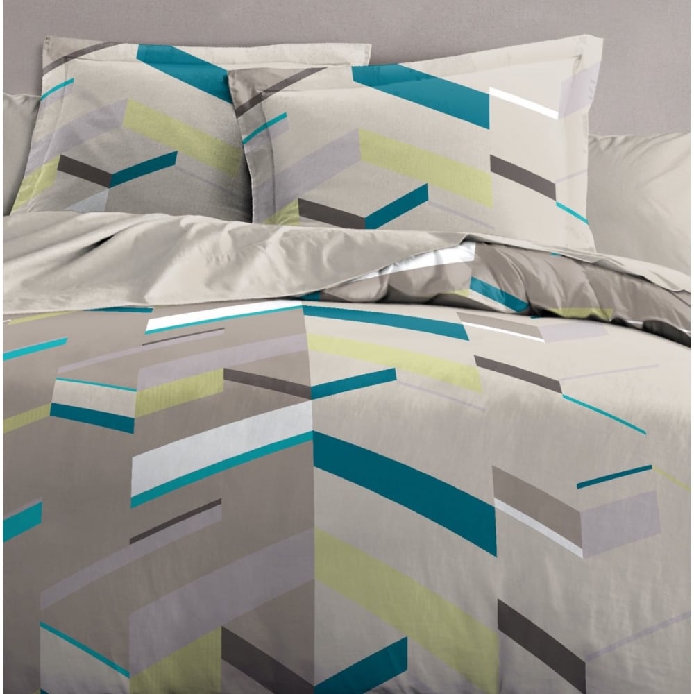 Parure de couette 100% coton taupe 140x200 cm (1 personne)