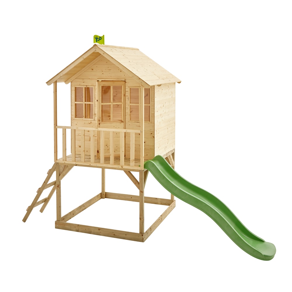 TP Toys Spielhaus auf Stelzen mit Rutsche Holz FSC Braun Braun Holz