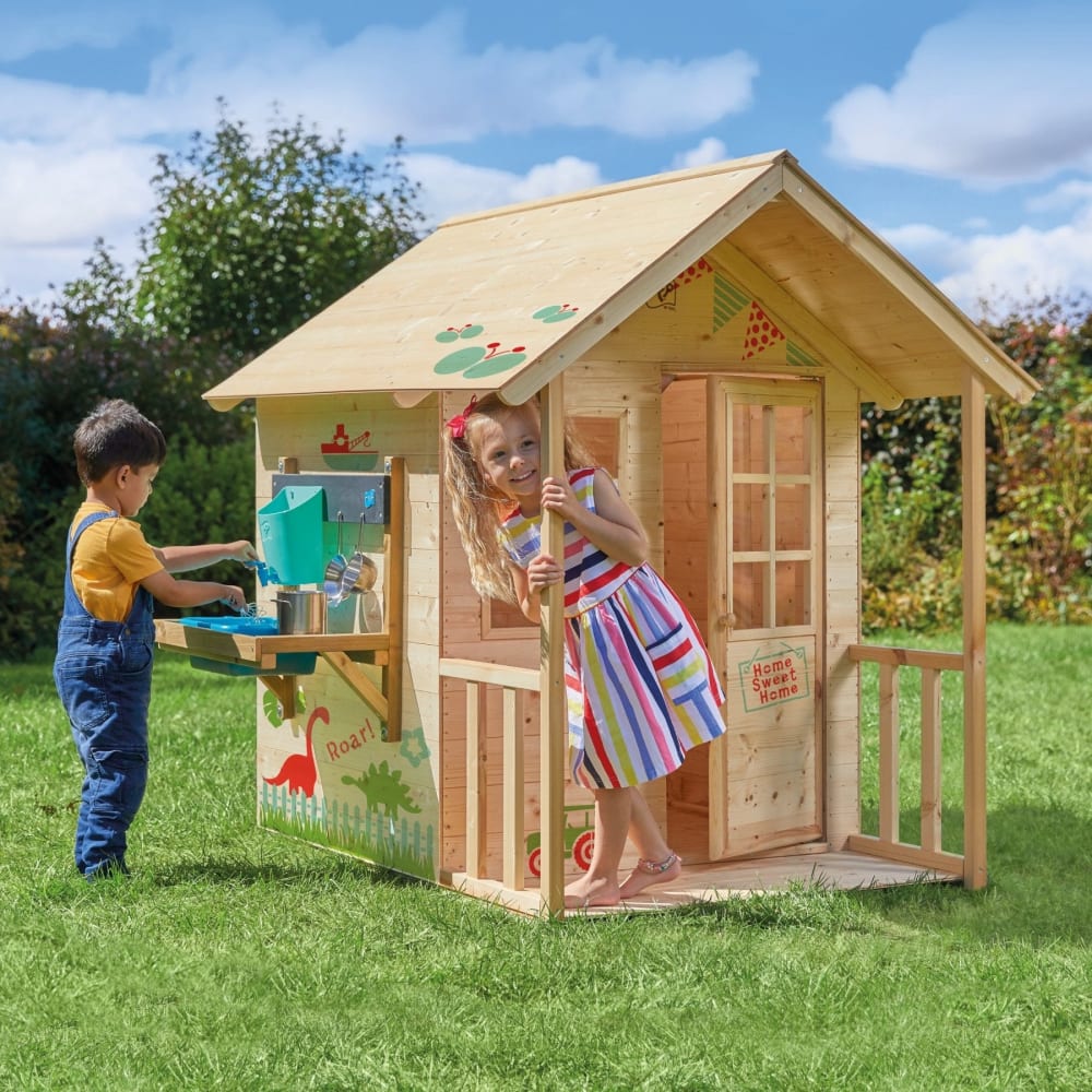 TP Toys Kinderspielhaus im Chalet-Stil mit Outdoor-Küche Holz FSC Braun Braun Holz