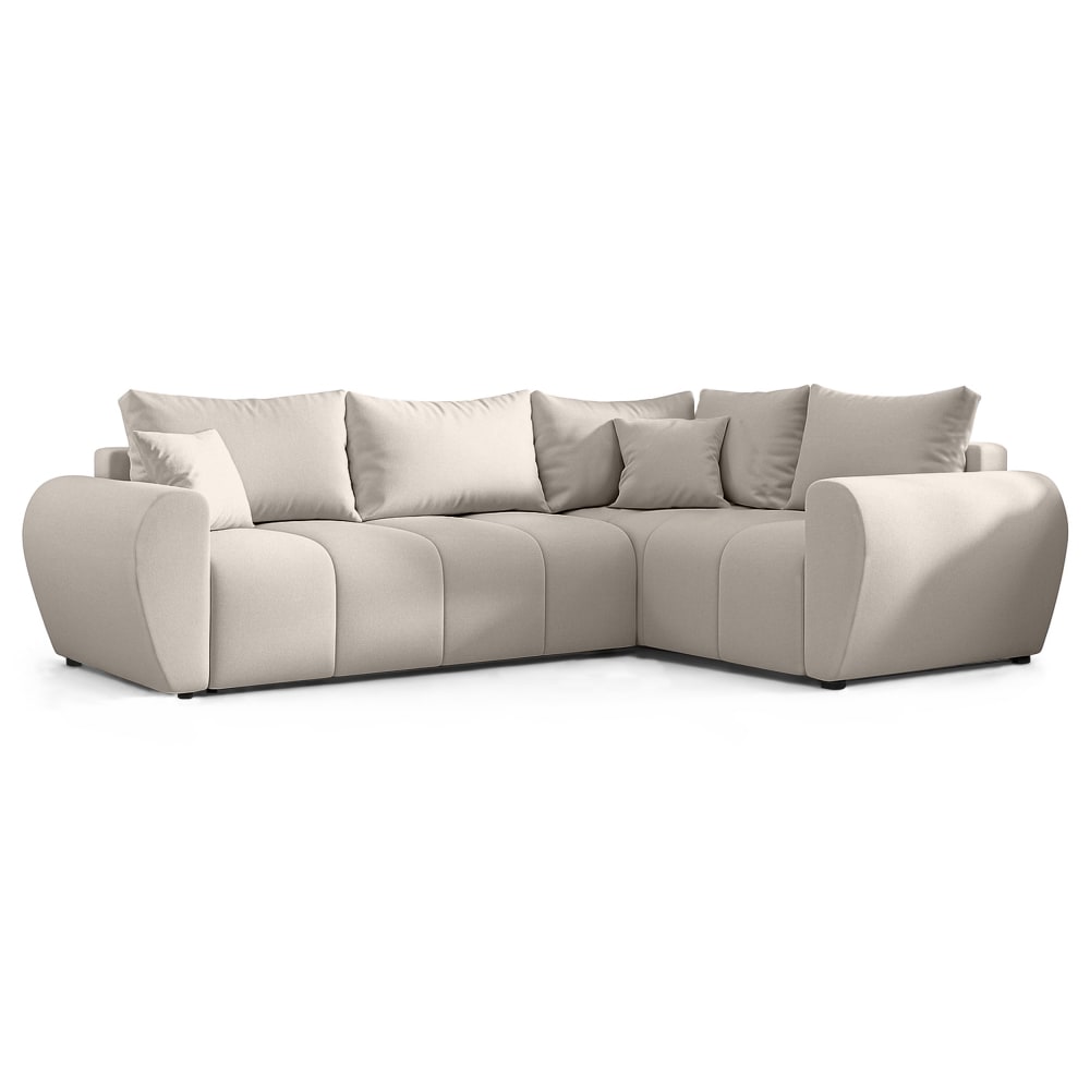 Ax Living Ecksofa mit Schlaffunktion und Bettkasten, Beige - 235 cm Rechts style modern Beige Stoff