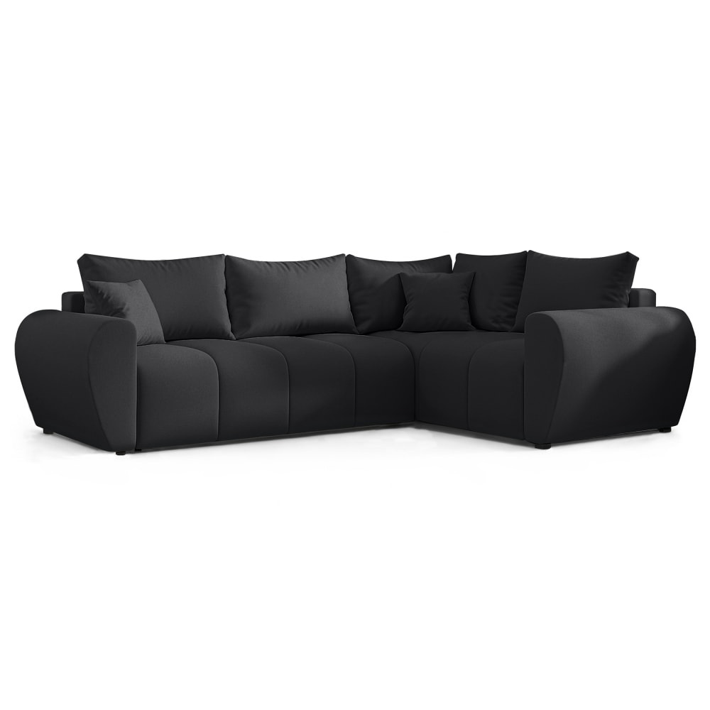 Ax Living Ecksofa mit Schlaffunktion und Bettkasten, Schwarz - 235 cm Rechts style modern Schwarz Stoff