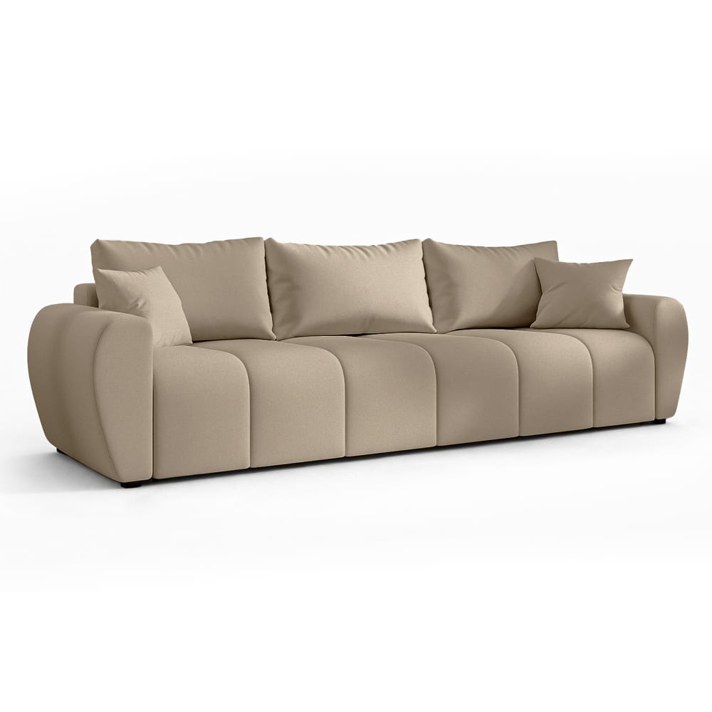 Ax Living 3-Sitzer-Sofa mit Schlaffunktion und Bettkasten, Hellbraun - 246 cm style modern - Stoff