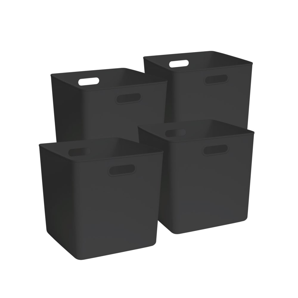 Box & beyond Set mit 4 schwarzen Aufbewahrungsboxen aus Kunststoff, 31 x 31 x 31 cm style modern Grau Pvc - Polyvinlychlorid