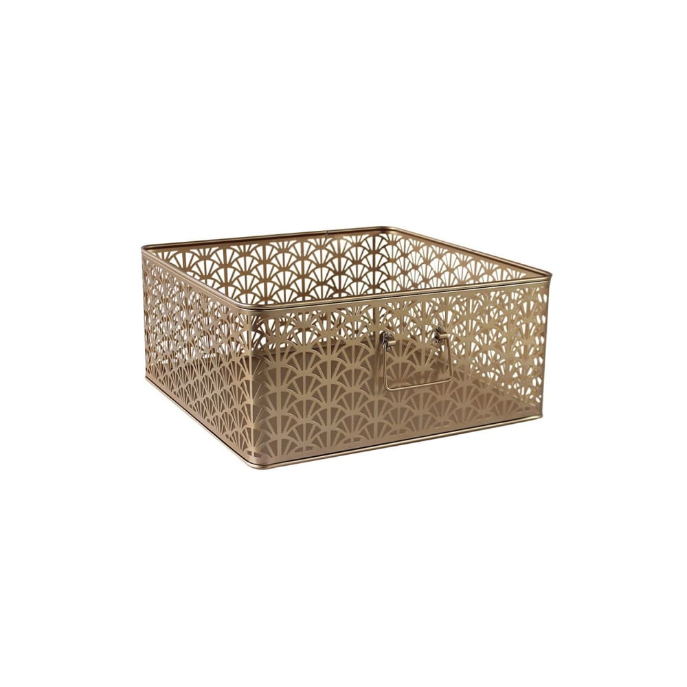 Panier de rangement en métal doré 32 x 32 x 14 cm Panier de rangement en métal doré 32 x 32 x 14 cm