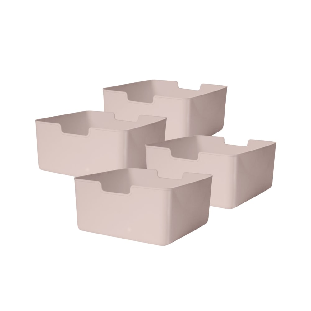 Box & beyond Set mit 4 rosa Plastikbehältern, 31 x 31 x 15 cm style modern - Pvc - Polyvinlychlorid