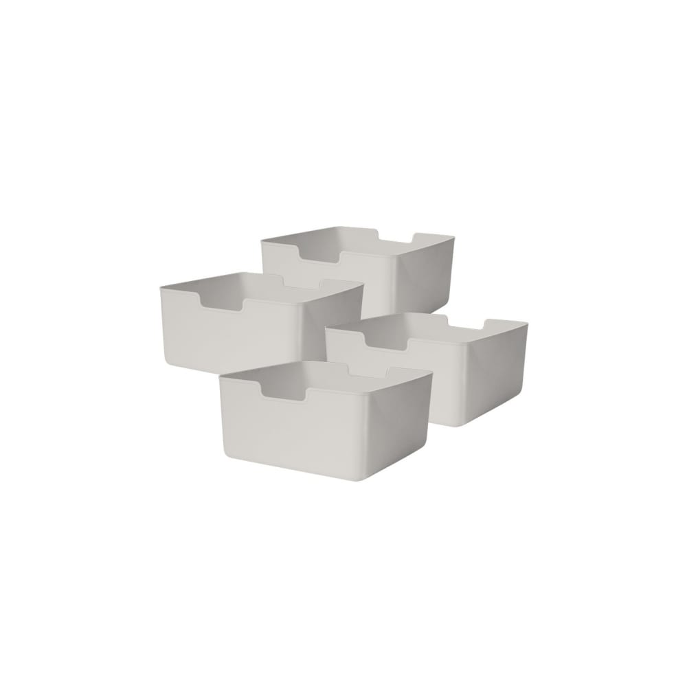 Box & beyond Set mit 4 cremefarbenen Kunststoffbehältern, 31 x 31 x 15 cm style modern Weiß Pvc - Polyvinlychlorid