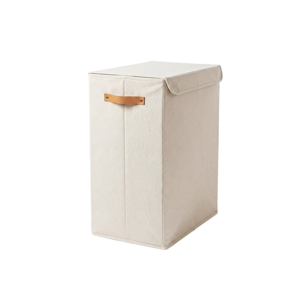 Panier à linge double en tissu blanc 50 x 30 x 60 cm