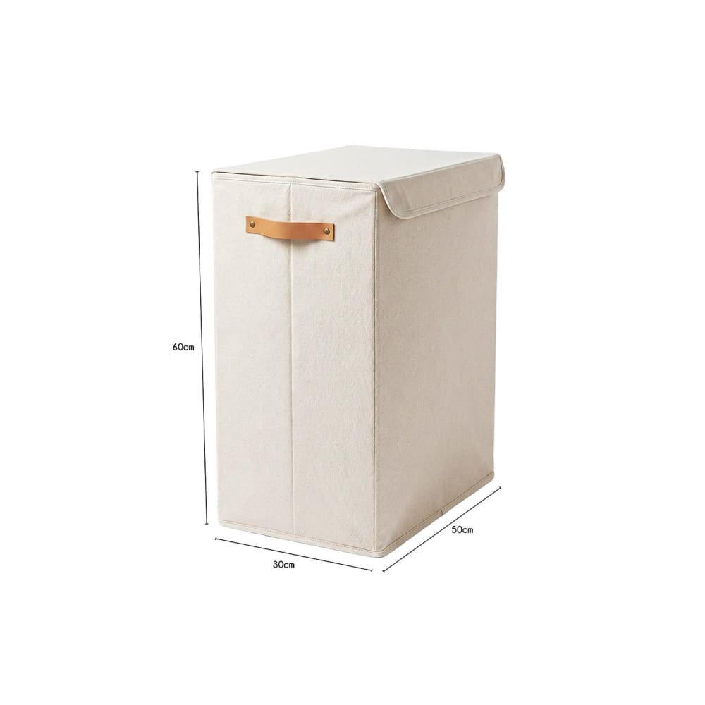 Panier à linge double en tissu blanc 50 x 30 x 60 cm — vue 3