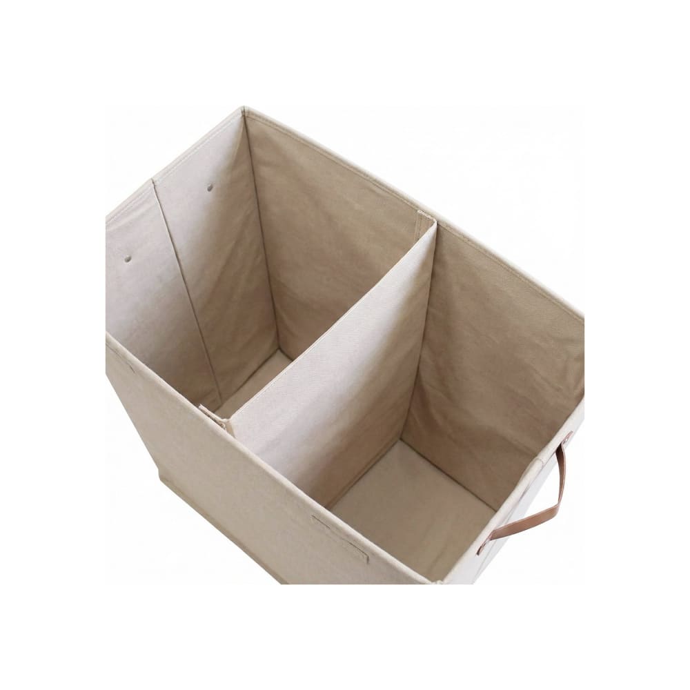 Panier à linge double en tissu blanc 50 x 30 x 60 cm — vue 4