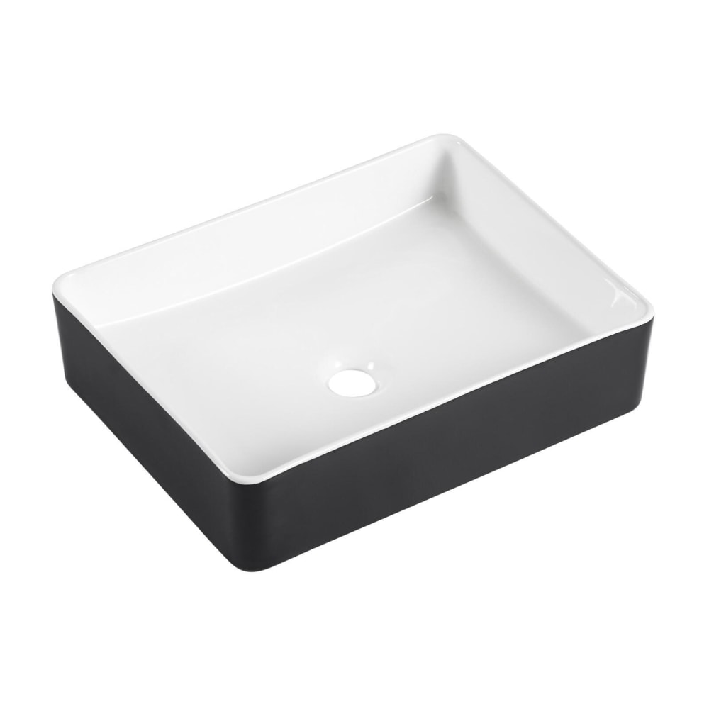 Vasque à poser rectangulaire  en céramique bicolore 47x36cm
