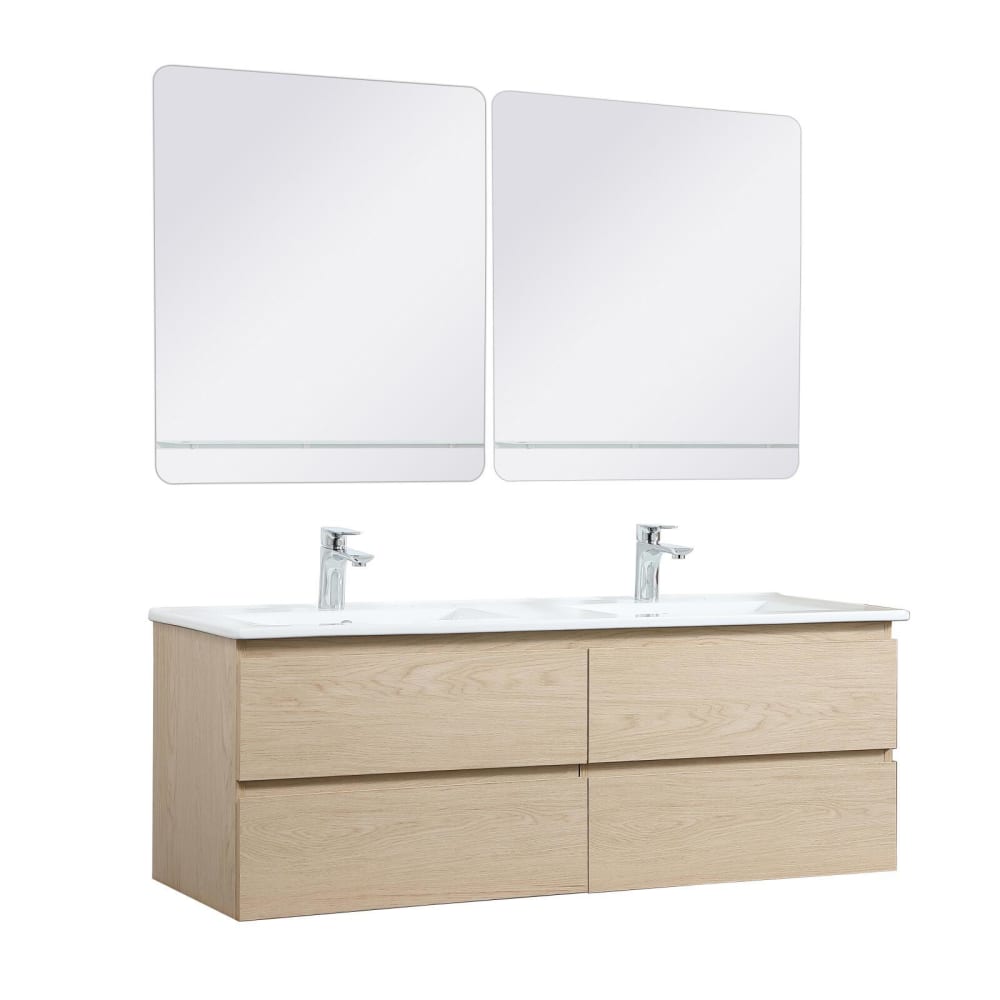 Ensemble double vasque  120cm avec vasque, robinets et miroirs