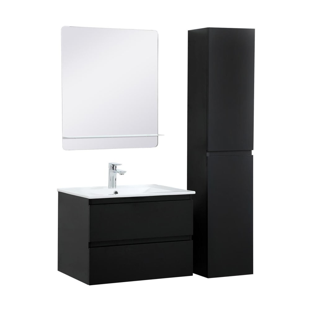 Ensemble meuble simple vasque  60 cm + robinet + miroir + Colonne