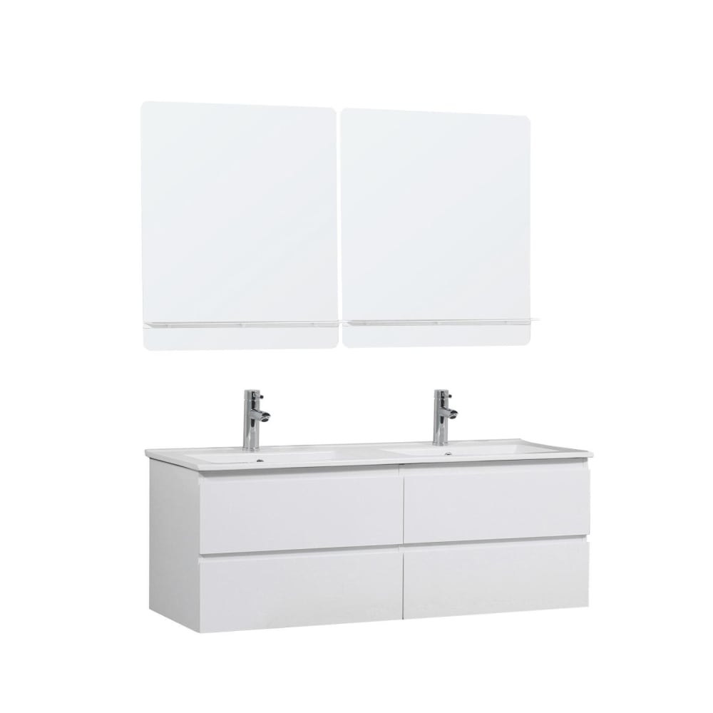 Ensemble double vasque  120cm avec vasque, robinets et miroirs