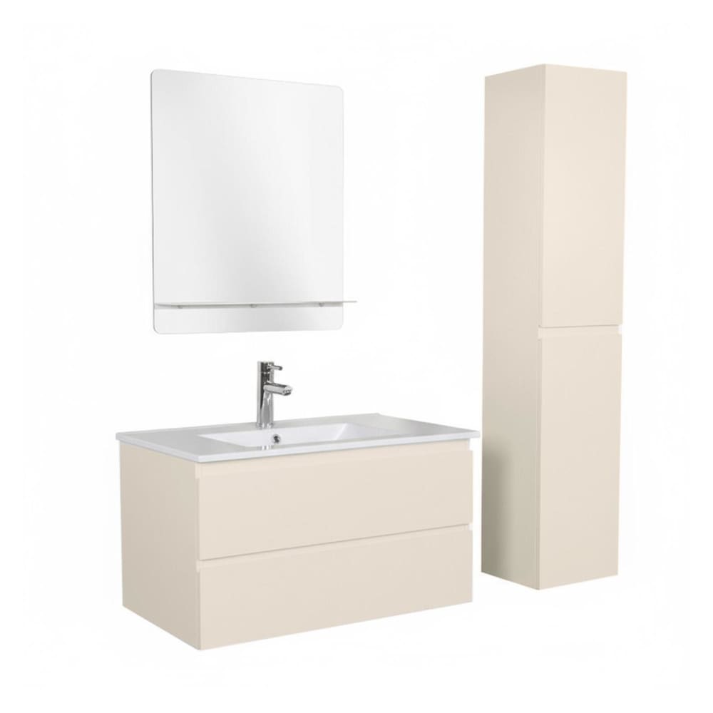 Ensemble meuble vasque  80cm avec robinet, miroir et colonne