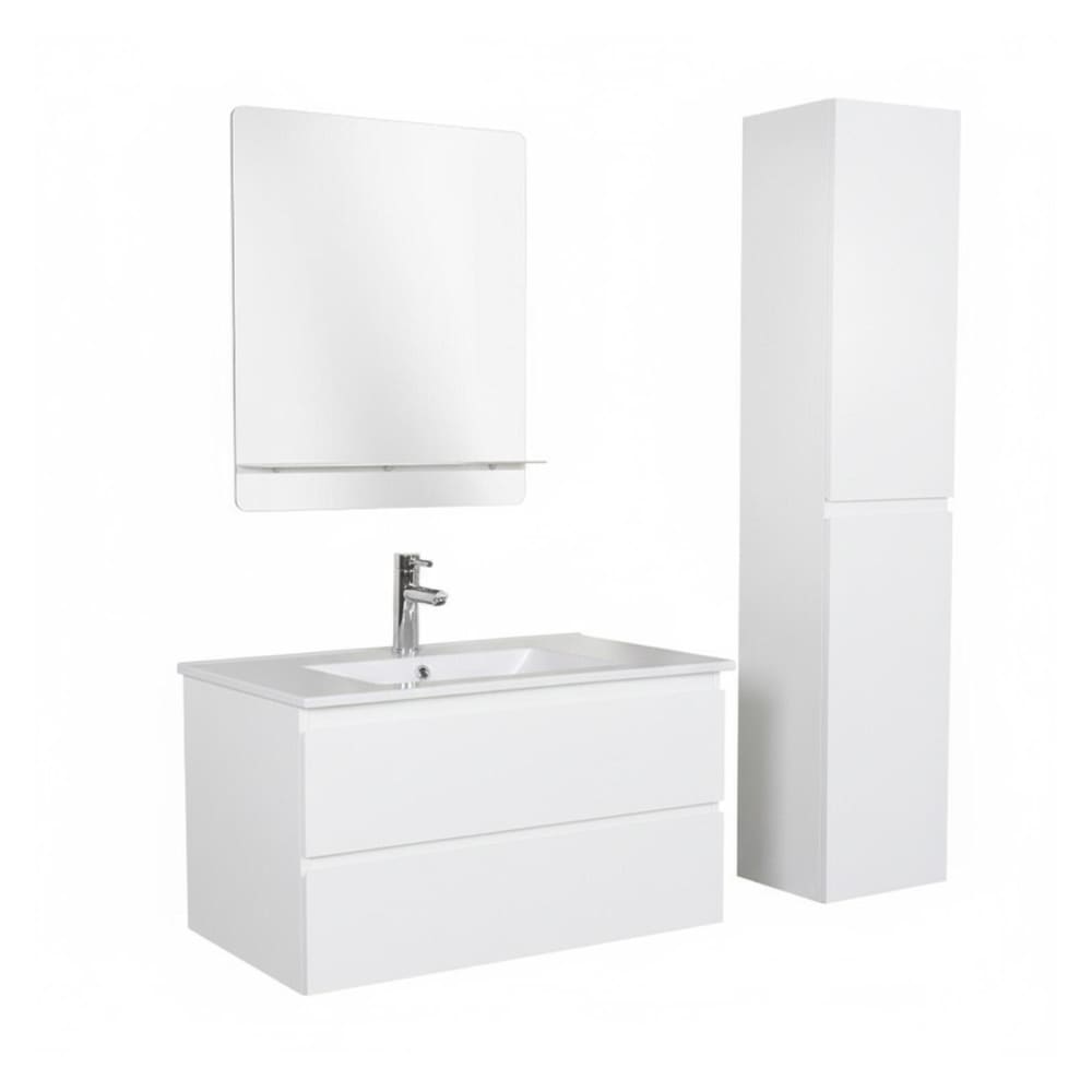 Ensemble meuble vasque  80cm avec robinet, miroir et colonne