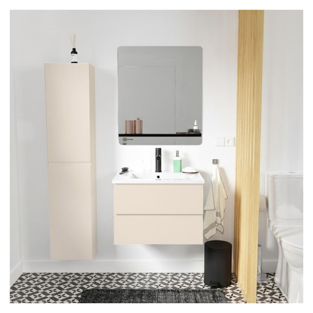 Mob In Schlichte Möbel + Wasserhahn + Spiegel + -Säule Beige Spanplatte
