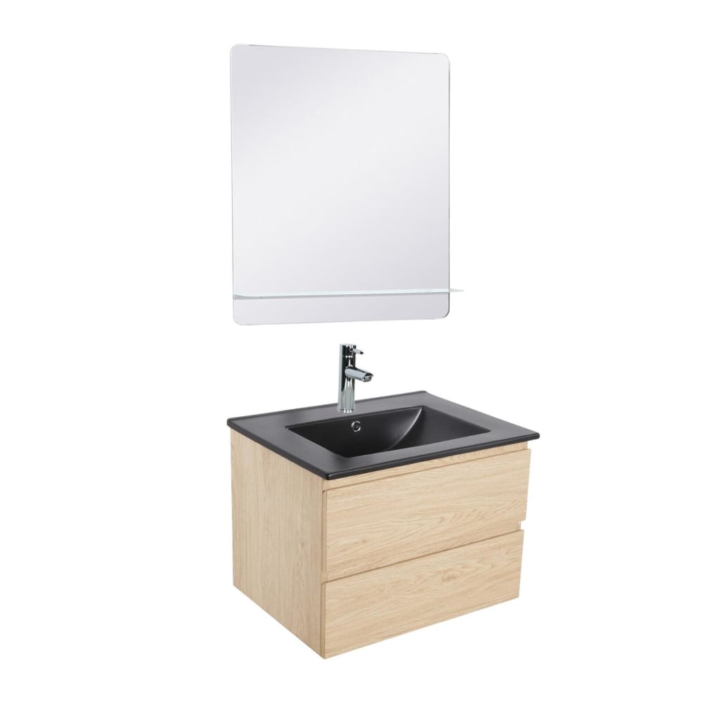 Ensemble meuble simple vasque  60 cm + robinet + miroir