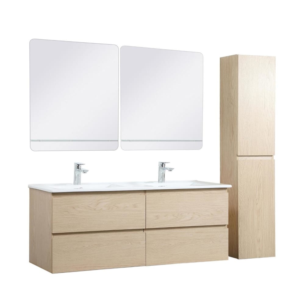 Ensemble meuble double vasque  120cm avec plan céramique
